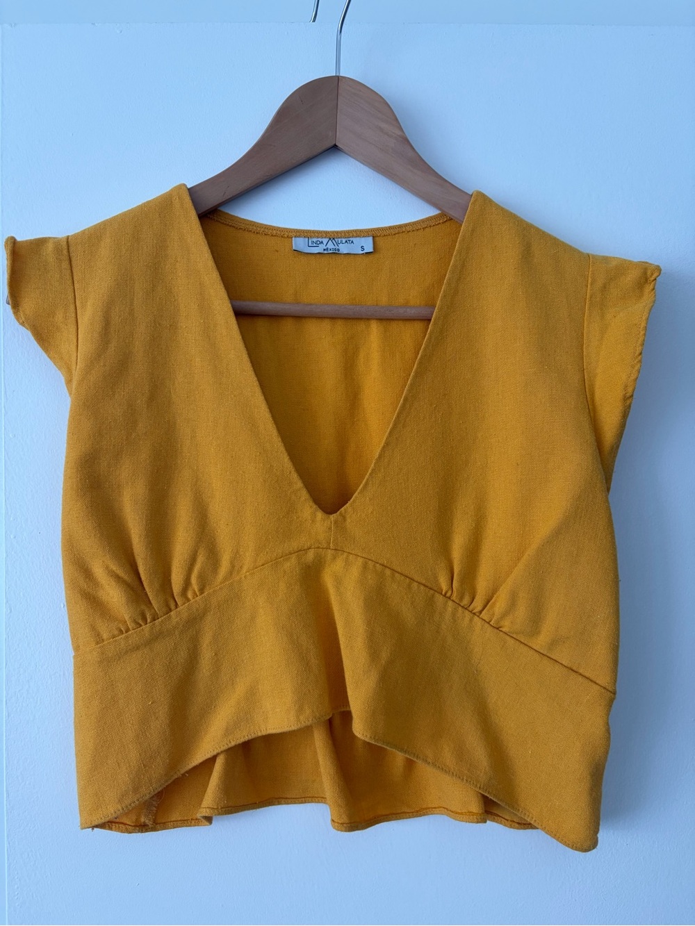 Mustard V-Neck Crop Top from Mexico City